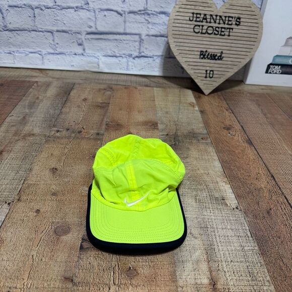 NIKE FeatherLight Cap Hat Dri Fit Running Tennis Volt Neon Lime Green Yellow main image 4